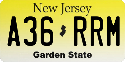 NJ license plate A36RRM