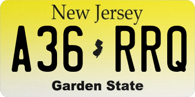 NJ license plate A36RRQ