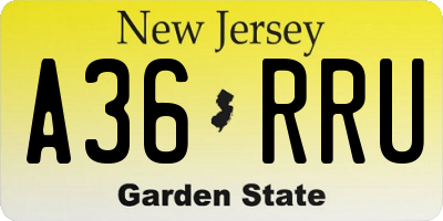 NJ license plate A36RRU