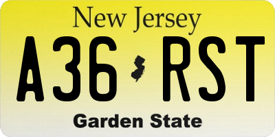 NJ license plate A36RST