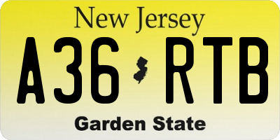 NJ license plate A36RTB