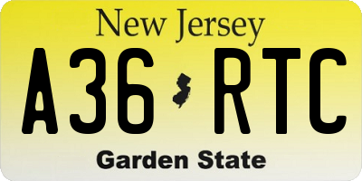 NJ license plate A36RTC