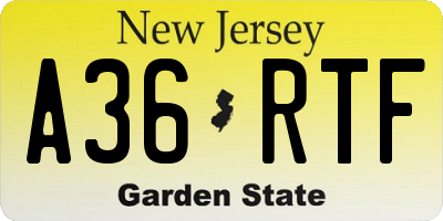 NJ license plate A36RTF