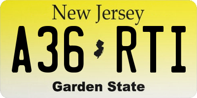 NJ license plate A36RTI