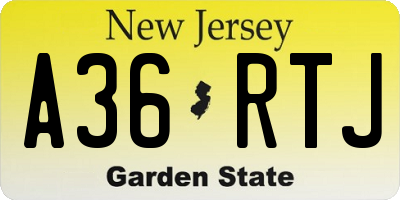 NJ license plate A36RTJ