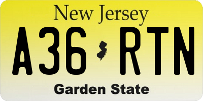NJ license plate A36RTN
