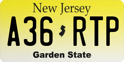 NJ license plate A36RTP