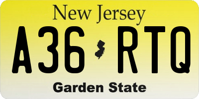 NJ license plate A36RTQ