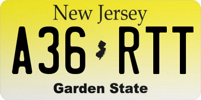 NJ license plate A36RTT