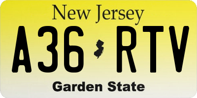NJ license plate A36RTV