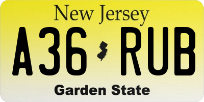 NJ license plate A36RUB