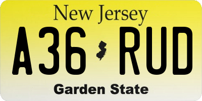 NJ license plate A36RUD