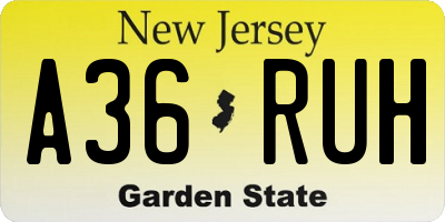 NJ license plate A36RUH