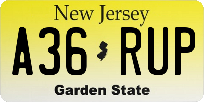 NJ license plate A36RUP
