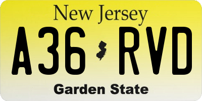 NJ license plate A36RVD