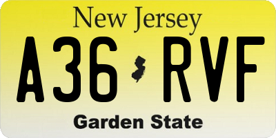 NJ license plate A36RVF