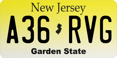 NJ license plate A36RVG