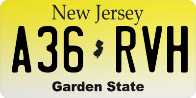 NJ license plate A36RVH