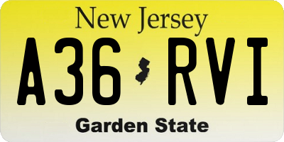 NJ license plate A36RVI