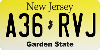 NJ license plate A36RVJ