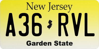 NJ license plate A36RVL