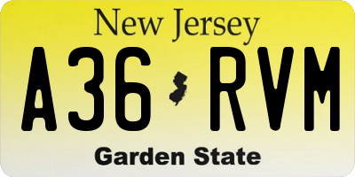 NJ license plate A36RVM