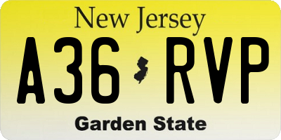 NJ license plate A36RVP