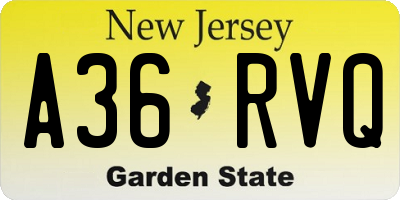 NJ license plate A36RVQ
