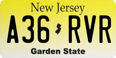 NJ license plate A36RVR