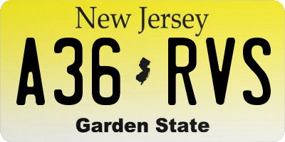 NJ license plate A36RVS