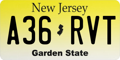NJ license plate A36RVT