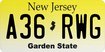 NJ license plate A36RWG