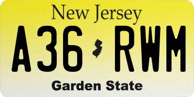 NJ license plate A36RWM