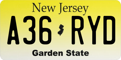 NJ license plate A36RYD