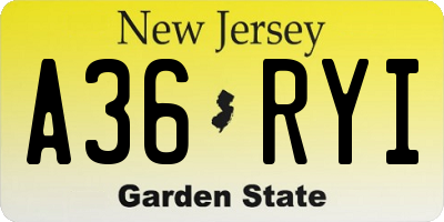 NJ license plate A36RYI