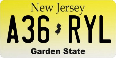 NJ license plate A36RYL