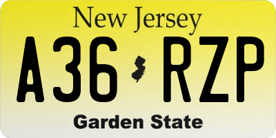 NJ license plate A36RZP
