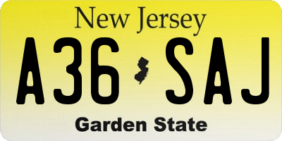 NJ license plate A36SAJ