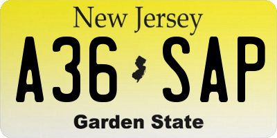 NJ license plate A36SAP