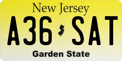 NJ license plate A36SAT