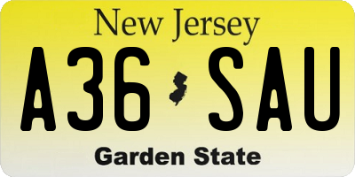 NJ license plate A36SAU
