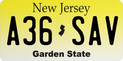 NJ license plate A36SAV
