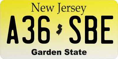 NJ license plate A36SBE