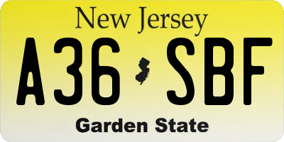 NJ license plate A36SBF