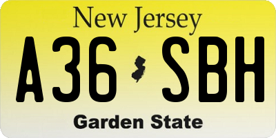 NJ license plate A36SBH