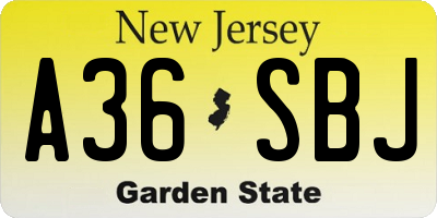 NJ license plate A36SBJ