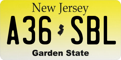 NJ license plate A36SBL