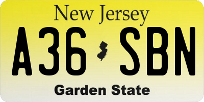 NJ license plate A36SBN