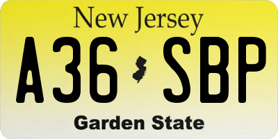 NJ license plate A36SBP