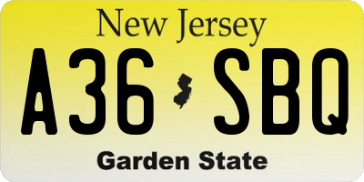NJ license plate A36SBQ